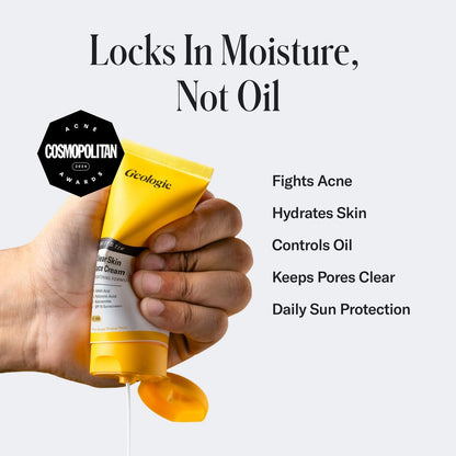 Geologie Clear Skin Face Cream with SPF15 – Daily Moisturizer for Acne-Prone Skin, Azelaic Acid, Niacinamide & Hyaluronic Acid, Lightweight & Oil-Free, 60 ML