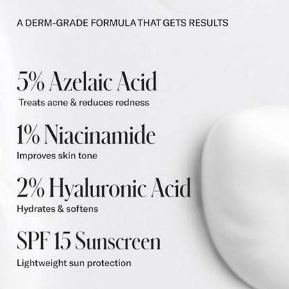 Geologie Clear Skin Face Cream with SPF15 – Daily Moisturizer for Acne-Prone Skin, Azelaic Acid, Niacinamide & Hyaluronic Acid, Lightweight & Oil-Free, 60 ML