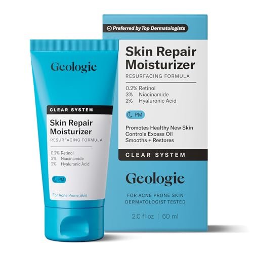 Geologie Skin Repair Moisturizer Face Cream | Clear System Retinol Resurfacing Formula | For Blemish Prone Skin with Niacinamide & Hyaluronic Acid | 60 ML - görsel 2