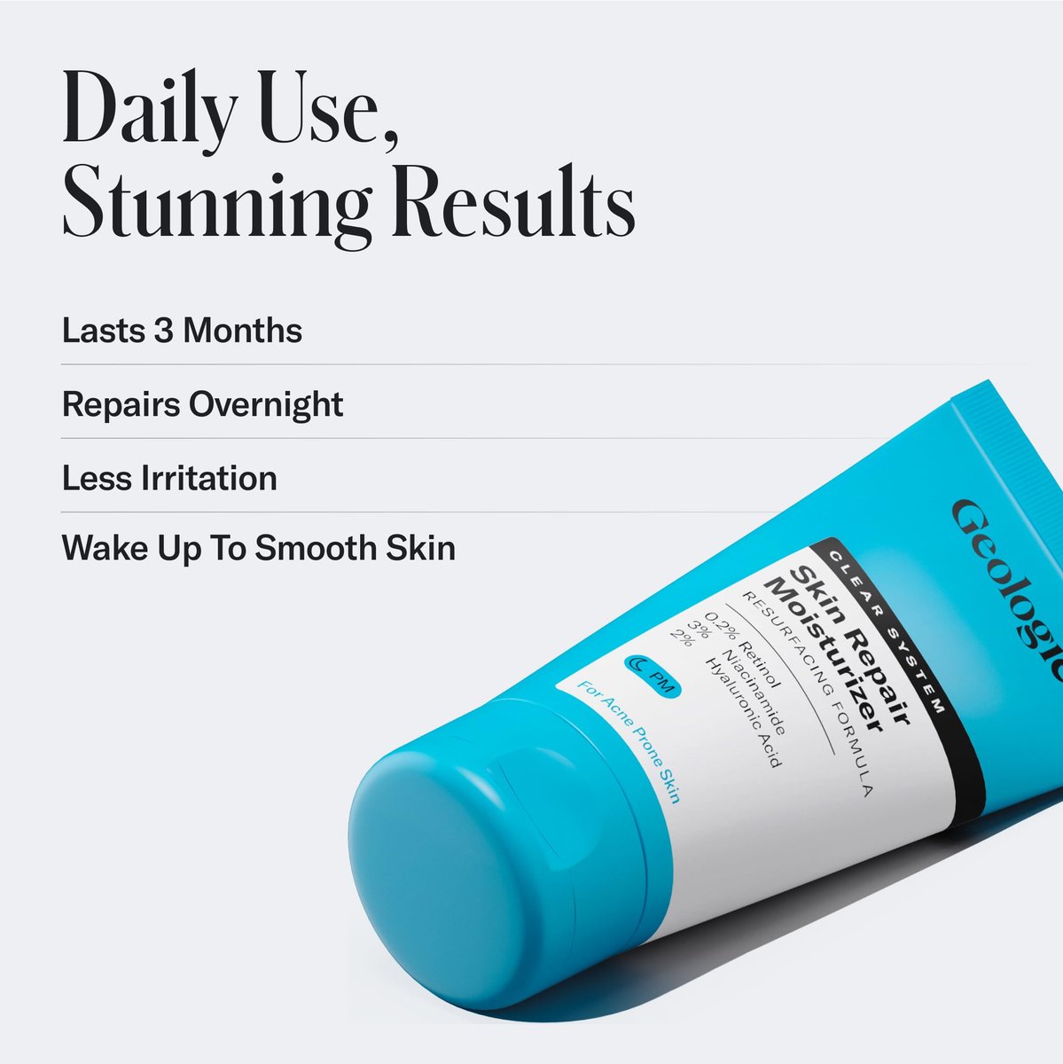 Geologie Skin Repair Moisturizer Face Cream | Clear System Retinol Resurfacing Formula | For Blemish Prone Skin with Niacinamide & Hyaluronic Acid | 60 ML - görsel 5
