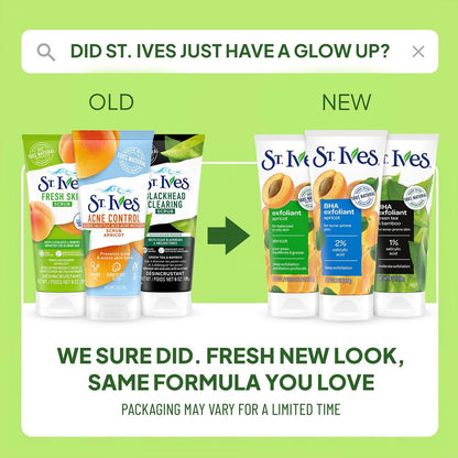 St. Ives Facial Scrub Variety 2-Pack – Fresh Skin Apricot & Blackhead Clearing Green Tea Exfoliating Face Scrubs, 6 oz Each Avelisse