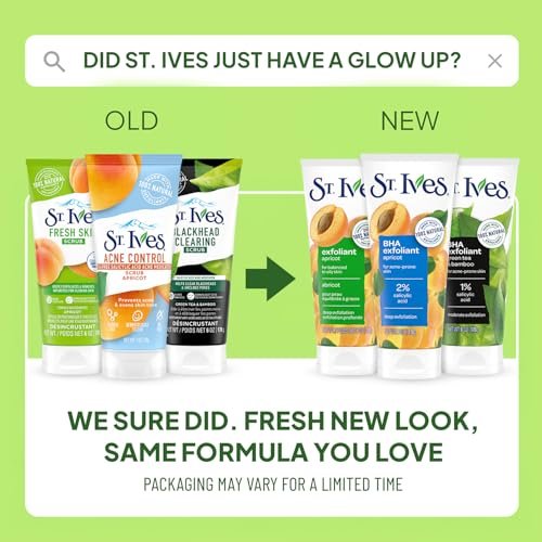 St. Ives Facial Scrub Variety 2-Pack – Fresh Skin Apricot & Blackhead Clearing Green Tea Exfoliating Face Scrubs, 6 oz Each Avelisse