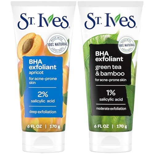 St. Ives Facial Scrub Variety 2-Pack – Fresh Skin Apricot & Blackhead Clearing Green Tea Exfoliating Face Scrubs, 6 oz Each Avelisse