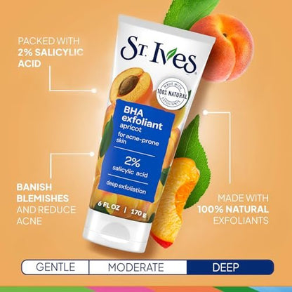 St. Ives Facial Scrub Variety 2-Pack – Fresh Skin Apricot & Blackhead Clearing Green Tea Exfoliating Face Scrubs, 6 oz Each Avelisse
