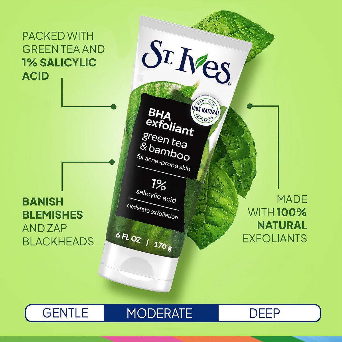 St. Ives Facial Scrub Variety 2-Pack – Fresh Skin Apricot & Blackhead Clearing Green Tea Exfoliating Face Scrubs, 6 oz Each Avelisse
