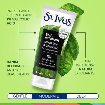 St. Ives Facial Scrub Variety 2-Pack – Fresh Skin Apricot & Blackhead Clearing Green Tea Exfoliating Face Scrubs, 6 oz Each Avelisse