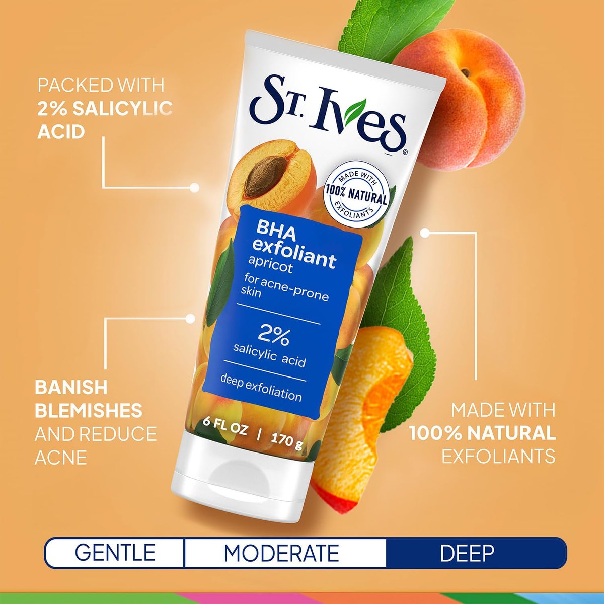 St. Ives Facial Scrub Variety 2-Pack – Fresh Skin Apricot & Blackhead Clearing Green Tea Exfoliating Face Scrubs, 6 oz Each Avelisse