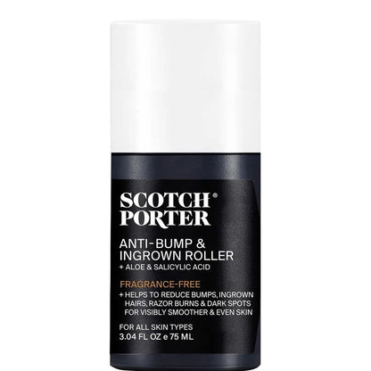 Scotch Porter Anti-Bump & Ingrown Roller for Men – Treat Razor Bumps & Ingrown Hairs with Aloe Vera & Salicylic Acid – Smooth, Balanced Skin – 3.04 oz Avelisse