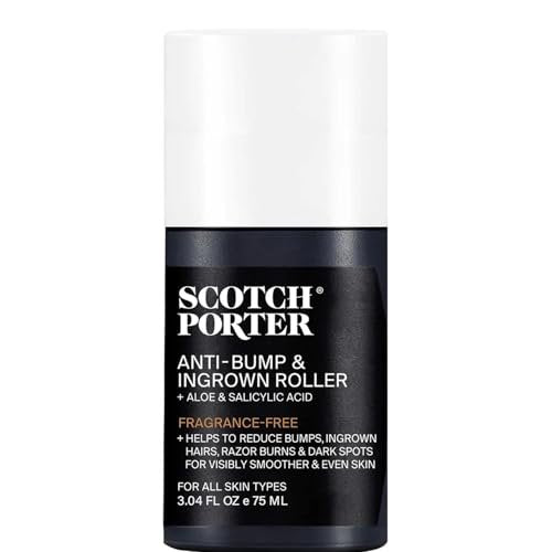 Scotch Porter Anti-Bump & Ingrown Roller for Men – Treat Razor Bumps & Ingrown Hairs with Aloe Vera & Salicylic Acid – Smooth, Balanced Skin – 3.04 oz Avelisse