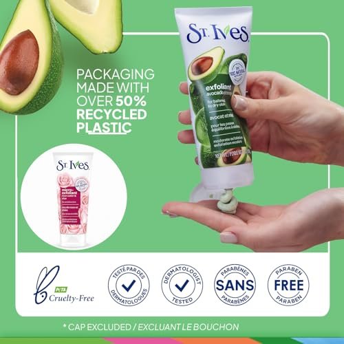 St. Ives Face Scrub Exfoliant Variety 2-Pack – Avocado & Honey + Rose Water & Aloe Vera for Balanced, Dry & Sensitive Skin Avelisse
