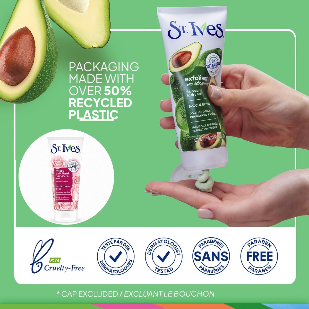 St. Ives Face Scrub Exfoliant Variety 2-Pack – Avocado & Honey + Rose Water & Aloe Vera for Balanced, Dry & Sensitive Skin Avelisse