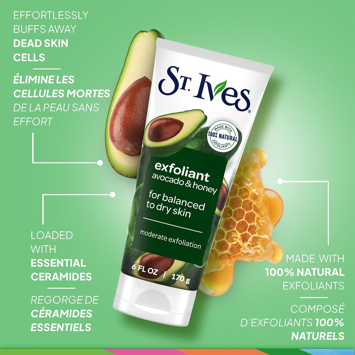 St. Ives Face Scrub Exfoliant Variety 2-Pack – Avocado & Honey + Rose Water & Aloe Vera for Balanced, Dry & Sensitive Skin Avelisse