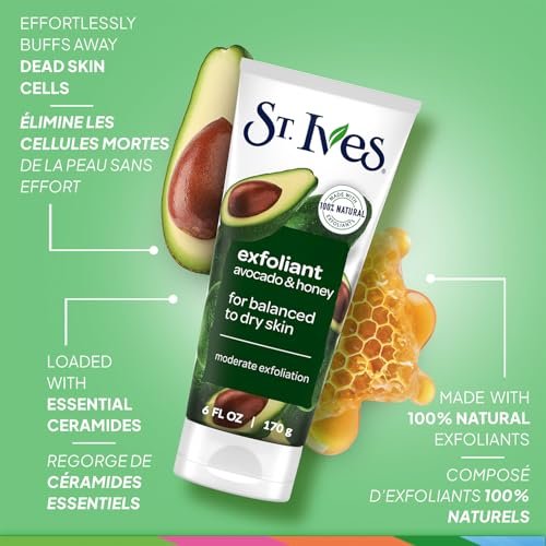 St. Ives Face Scrub Exfoliant Variety 2-Pack – Avocado & Honey + Rose Water & Aloe Vera for Balanced, Dry & Sensitive Skin Avelisse