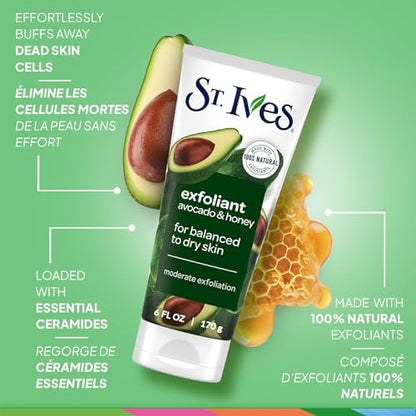 St. Ives Face Scrub Exfoliant Variety 2-Pack – Avocado & Honey + Rose Water & Aloe Vera for Balanced, Dry & Sensitive Skin Avelisse