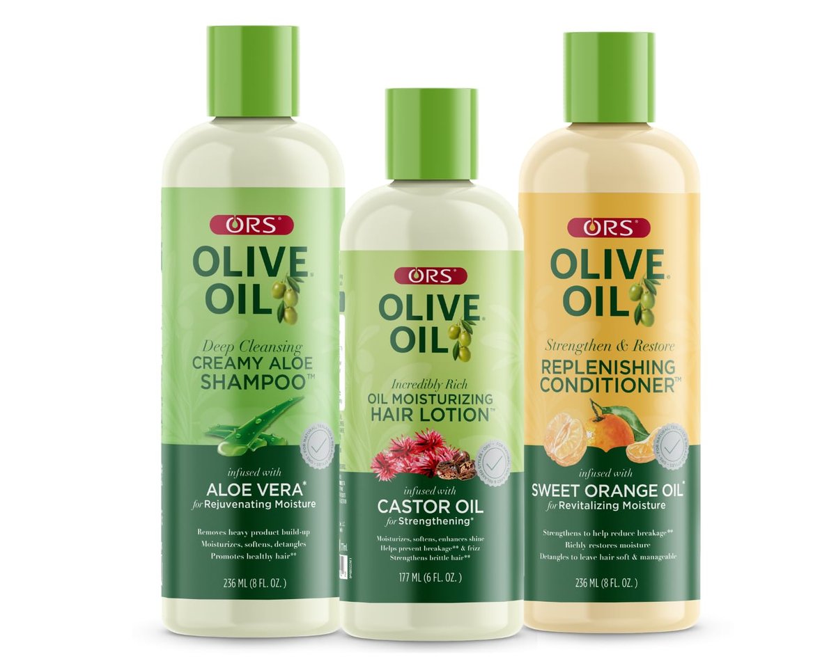 ORS Olive Oil Shampoo, Conditioner & Hair Lotion Set for Stronger, Healthier Hair – 3 Piece Kit Avelisse
