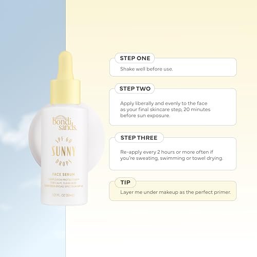 Bondi Sands Sunny Drops SPF 60 Face Serum - Hydrating & Nourishing Broad Spectrum Sunscreen, Lightweight Silky-Smooth Finish, Oil-Free, 1.01 Fl Oz Avelisse