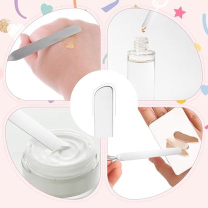 JJUNW 3-Pack Stainless Steel Makeup Spatula Set – Double-Edged Foundation Spatula for Even Application, Face Cream Applicator, and Cosmetic Mixing Tool