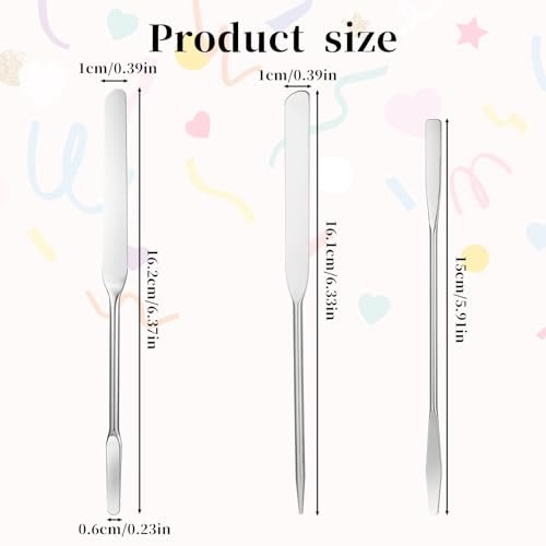 JJUNW 3-Pack Stainless Steel Makeup Spatula Set – Double-Edged Foundation Spatula for Even Application, Face Cream Applicator, and Cosmetic Mixing Tool - görsel 8