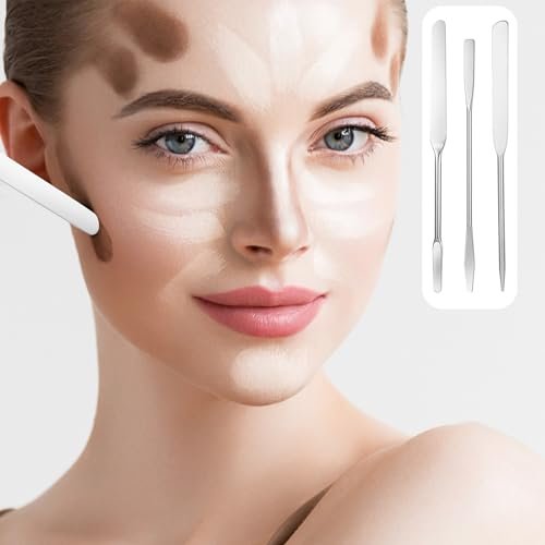 JJUNW 3-Pack Stainless Steel Makeup Spatula Set – Double-Edged Foundation Spatula for Even Application, Face Cream Applicator, and Cosmetic Mixing Tool - görsel 12