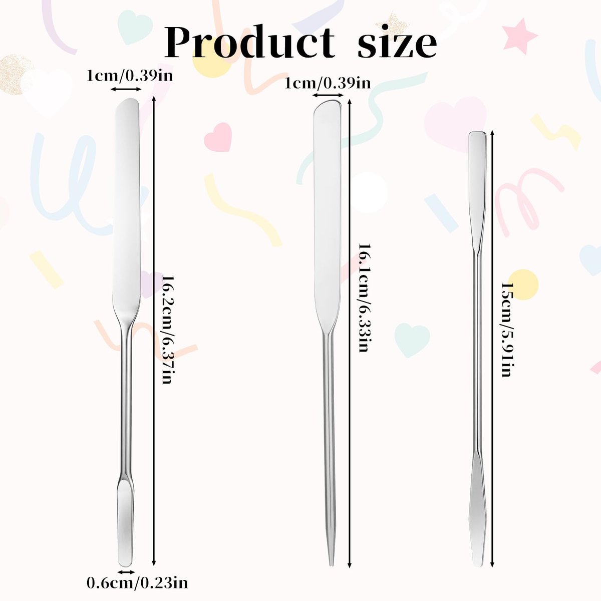 JJUNW 3-Pack Stainless Steel Makeup Spatula Set – Double-Edged Foundation Spatula for Even Application, Face Cream Applicator, and Cosmetic Mixing Tool - görsel 7
