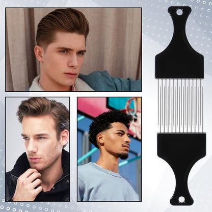 4 PCS Metal Hair Pick Set - Afro Picks for Men & Women, Metal Comb for Curly Hair Detangling, Styling, and Lifting Tool
