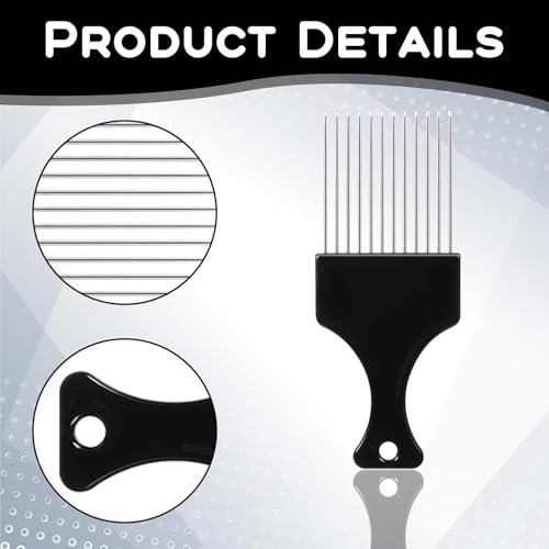 4 PCS Metal Hair Pick Set - Afro Picks for Men & Women, Metal Comb for Curly Hair Detangling, Styling, and Lifting Tool - görsel 6