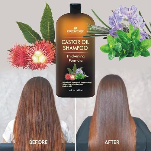 Castor Oil Shampoo for Hair Regrowth & Anti Hair Loss - Sulfate Free Thickening Formula for Men & Women, Dandruff Treatment 16 oz Avelisse