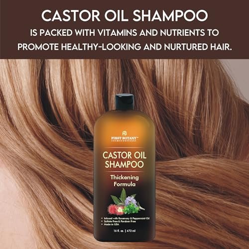 Castor Oil Shampoo for Hair Regrowth & Anti Hair Loss - Sulfate Free Thickening Formula for Men & Women, Dandruff Treatment 16 oz Avelisse