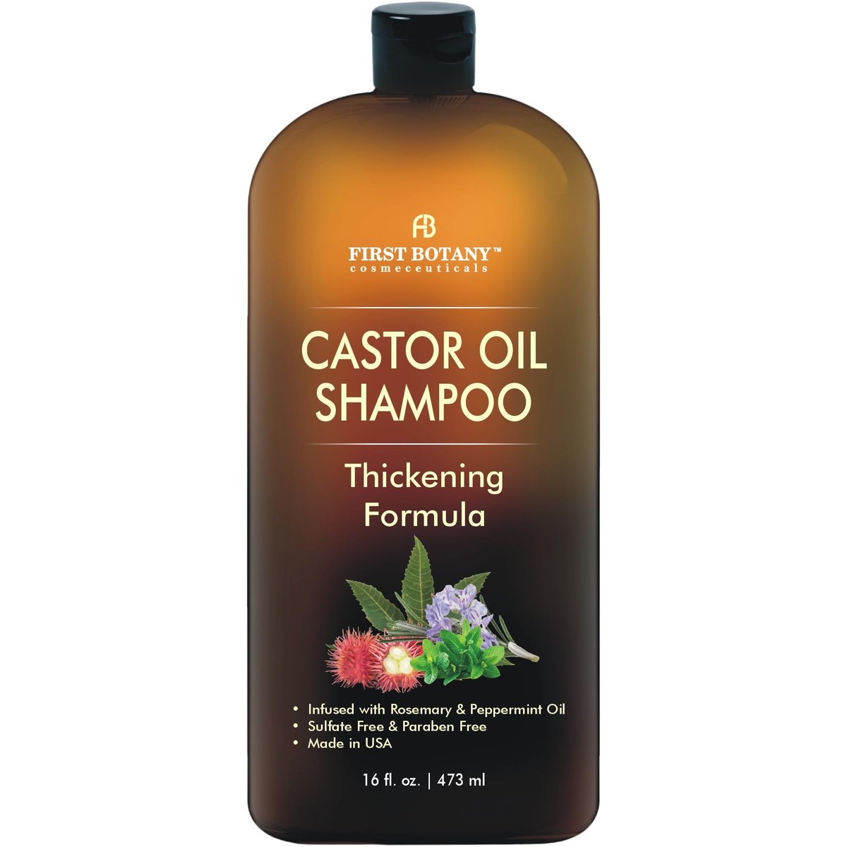 Castor Oil Shampoo for Hair Regrowth & Anti Hair Loss - Sulfate Free Thickening Formula for Men & Women, Dandruff Treatment 16 oz Avelisse