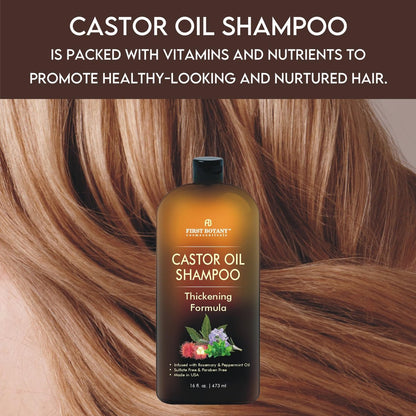 Castor Oil Shampoo for Hair Regrowth & Anti Hair Loss - Sulfate Free Thickening Formula for Men & Women, Dandruff Treatment 16 oz Avelisse