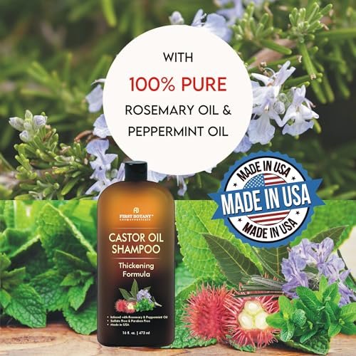 Castor Oil Shampoo for Hair Regrowth & Anti Hair Loss - Sulfate Free Thickening Formula for Men & Women, Dandruff Treatment 16 oz Avelisse