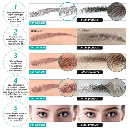 4D Hair-Like Eyebrow Tattoo Stickers - 66 Pairs, Waterproof & Long-Lasting 3-5 Days