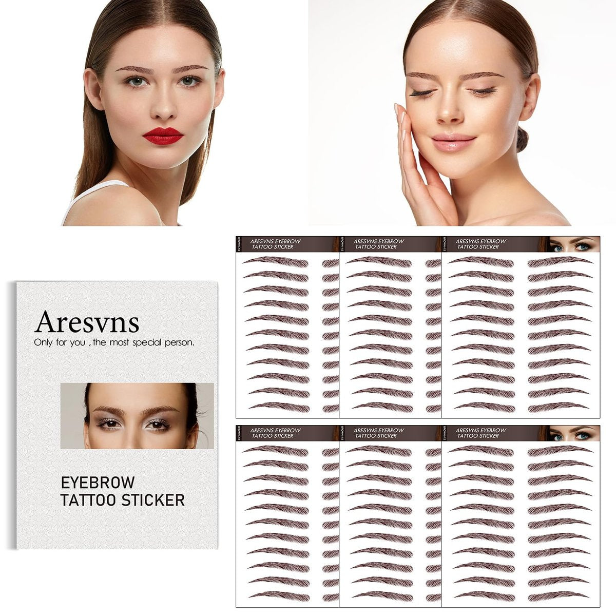 4D Hair-Like Eyebrow Tattoo Stickers - 66 Pairs, Waterproof & Long-Lasting 3-5 Days - görsel 5