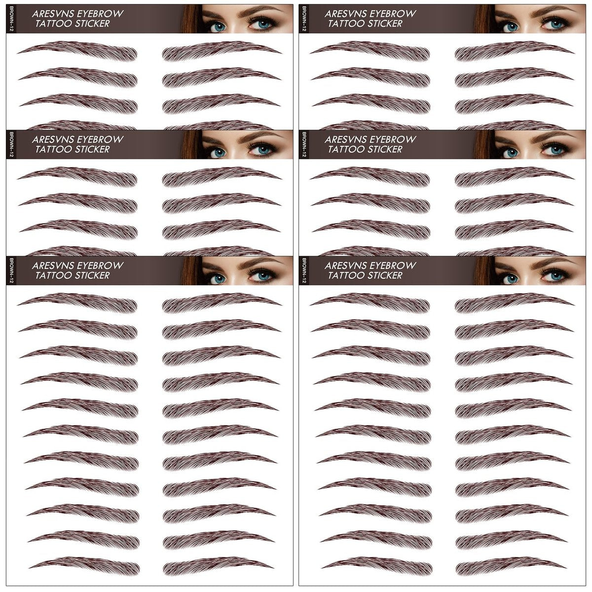4D Hair-Like Eyebrow Tattoo Stickers - 66 Pairs, Waterproof & Long-Lasting 3-5 Days - görsel 1
