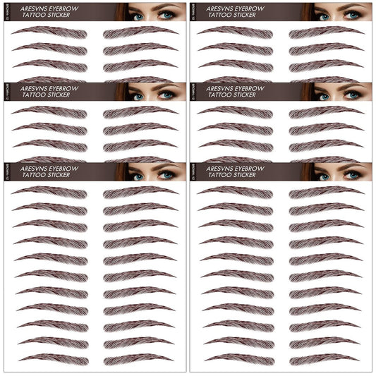 4D Hair-Like Eyebrow Tattoo Stickers - 66 Pairs, Waterproof & Long-Lasting 3-5 Days