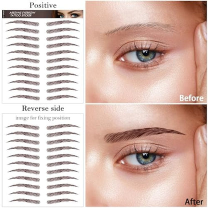 4D Hair-Like Eyebrow Tattoo Stickers - 66 Pairs, Waterproof & Long-Lasting 3-5 Days