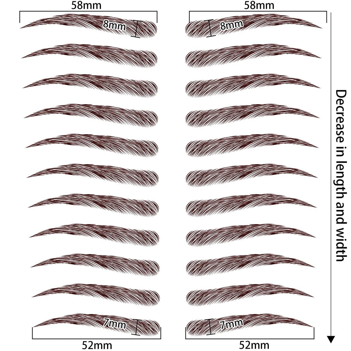 4D Hair-Like Eyebrow Tattoo Stickers - 66 Pairs, Waterproof & Long-Lasting 3-5 Days - görsel 7