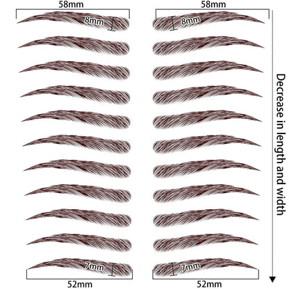 4D Hair-Like Eyebrow Tattoo Stickers - 66 Pairs, Waterproof & Long-Lasting 3-5 Days