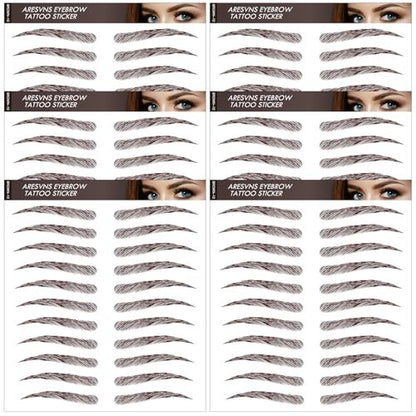 4D Hair-Like Eyebrow Tattoo Stickers - 66 Pairs, Waterproof & Long-Lasting 3-5 Days