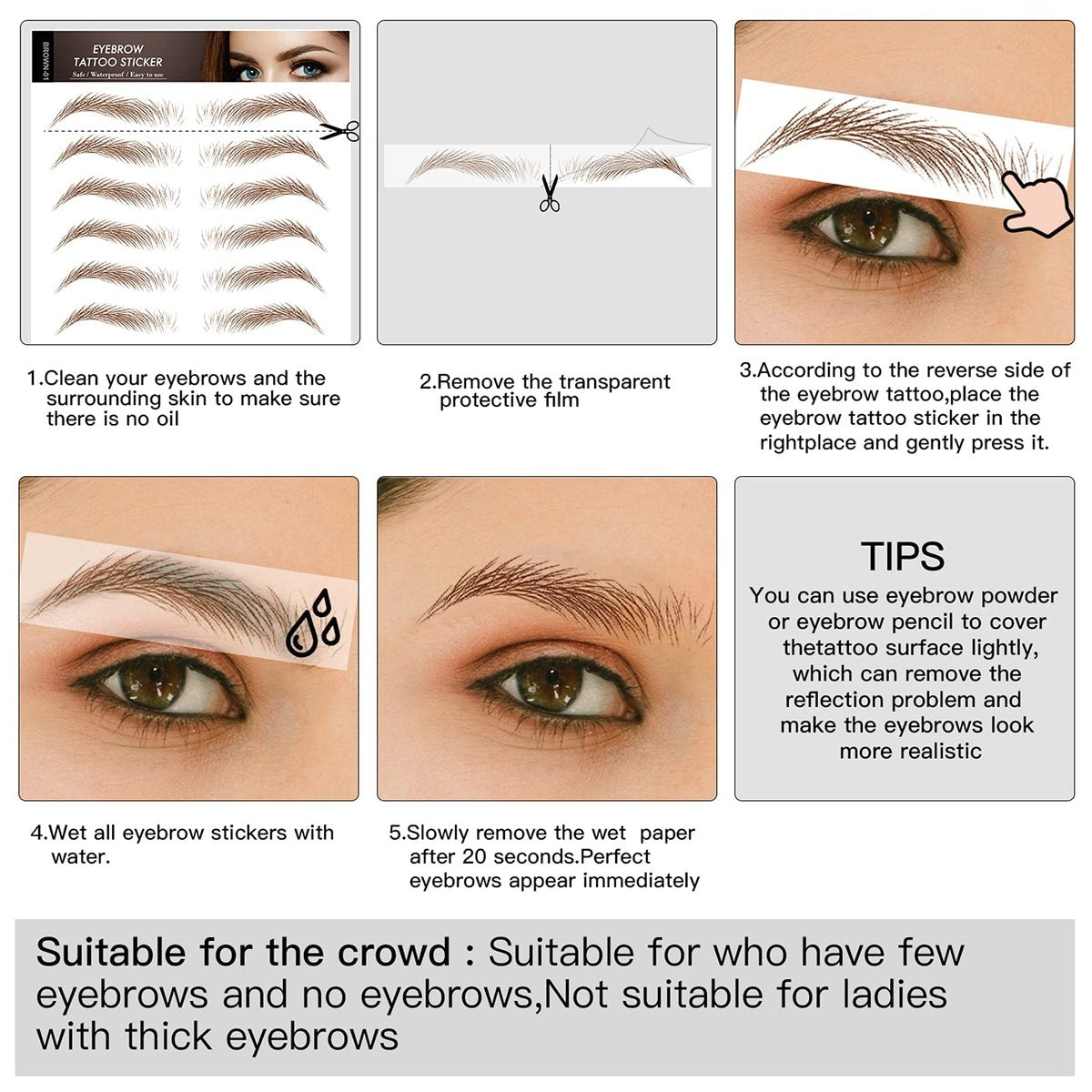 4D Hair-Like Eyebrow Tattoo Stickers - 66 Pairs, Waterproof & Long-Lasting 3-5 Days - görsel 17