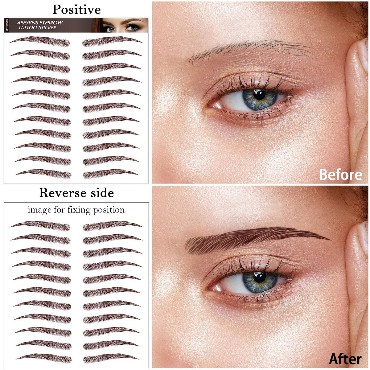4D Hair-Like Eyebrow Tattoo Stickers - 66 Pairs, Waterproof & Long-Lasting 3-5 Days - görsel 15