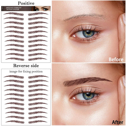4D Hair-Like Eyebrow Tattoo Stickers - 66 Pairs, Waterproof & Long-Lasting 3-5 Days