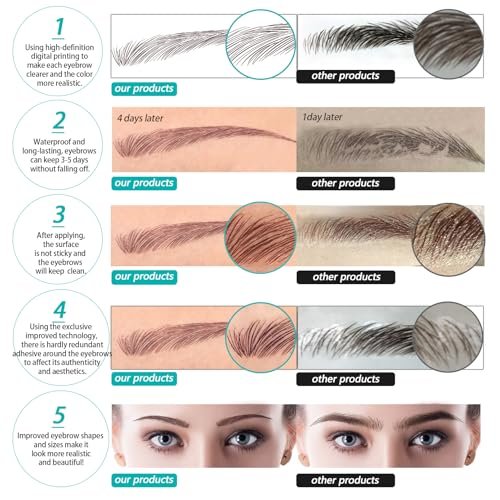 4D Hair-Like Eyebrow Tattoo Stickers - 66 Pairs, Waterproof & Long-Lasting 3-5 Days - görsel 4