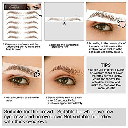 4D Hair-Like Eyebrow Tattoo Stickers - 66 Pairs, Waterproof & Long-Lasting 3-5 Days