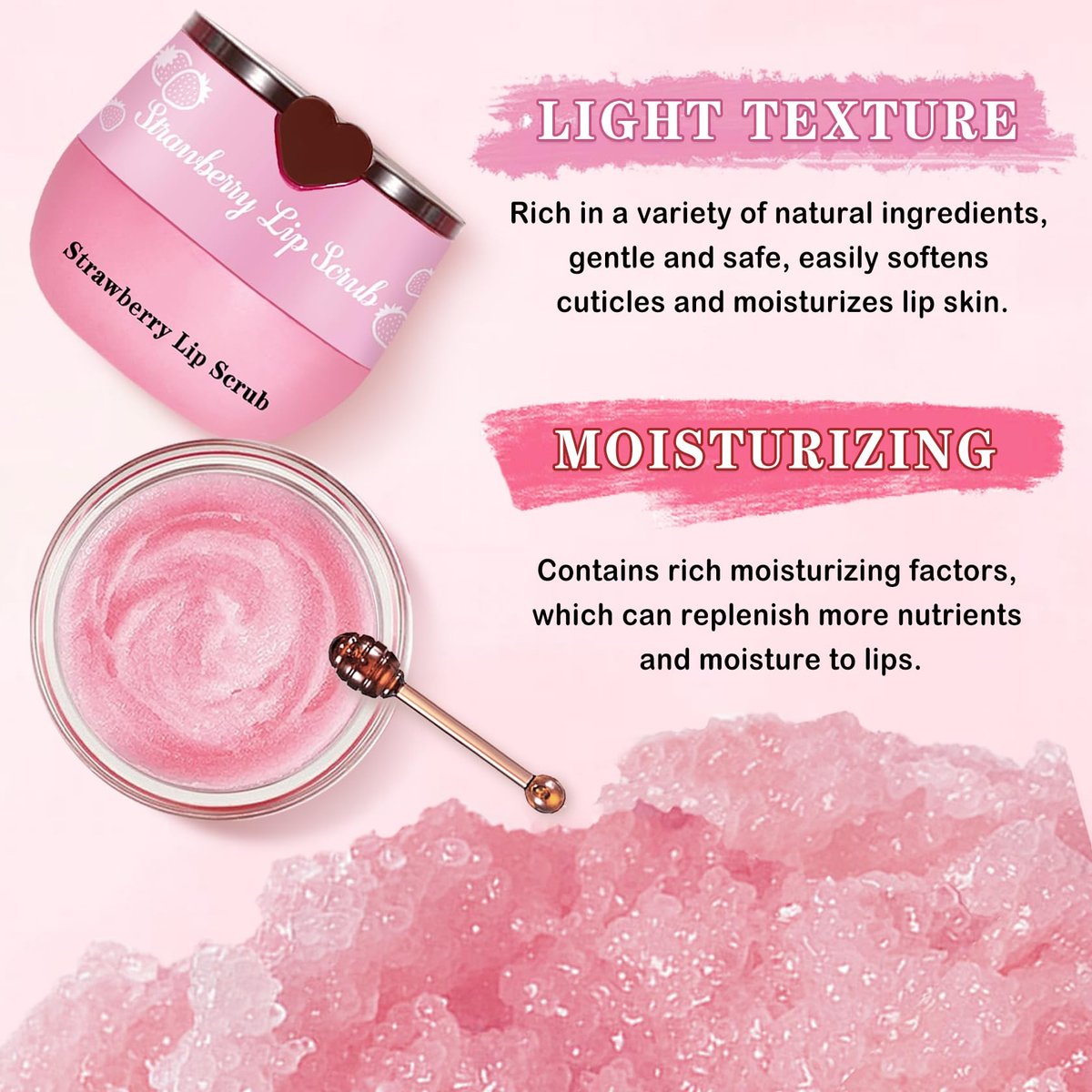 LZXLUKGIR 4PCS Lip Scrub and Mask Set - Strawberry & Honey Pot Lip Balm, Exfoliating Lip Scrub, Moisturizing Lip Mask, Reduce Lip Lines, Repair Dry Lips - görsel 8
