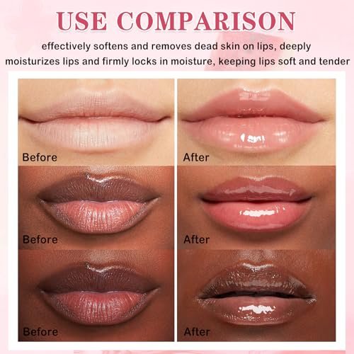 LZXLUKGIR 4PCS Lip Scrub and Mask Set - Strawberry & Honey Pot Lip Balm, Exfoliating Lip Scrub, Moisturizing Lip Mask, Reduce Lip Lines, Repair Dry Lips - görsel 5