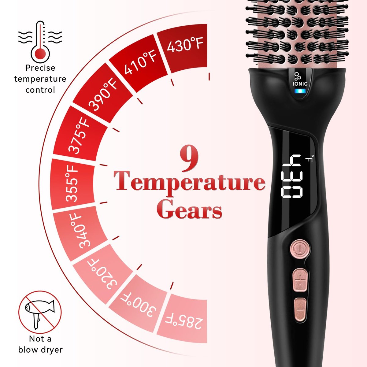 Ufree Ionic Thermal Brush 1.5 Inch – Heated Round Brush for Blowout, 30s Fast Heating Curling Brush with 9 Temperature Settings, Dual Voltage Travel Hair Styling Tool Avelisse