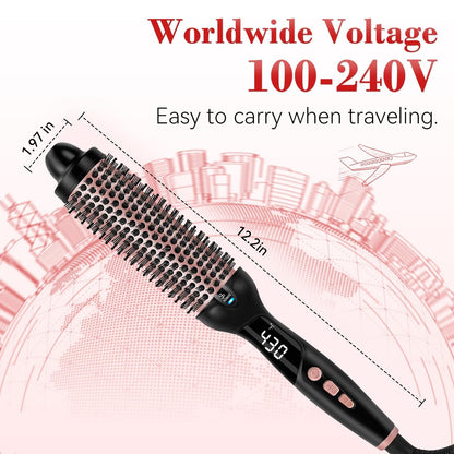 Ufree Ionic Thermal Brush 1.5 Inch – Heated Round Brush for Blowout, 30s Fast Heating Curling Brush with 9 Temperature Settings, Dual Voltage Travel Hair Styling Tool Avelisse