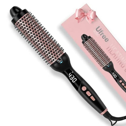 Ufree Ionic Thermal Brush 1.5 Inch – Heated Round Brush for Blowout, 30s Fast Heating Curling Brush with 9 Temperature Settings, Dual Voltage Travel Hair Styling Tool Avelisse