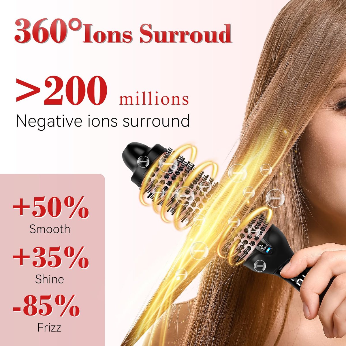 Ufree Ionic Thermal Brush 1.5 Inch – Heated Round Brush for Blowout, 30s Fast Heating Curling Brush with 9 Temperature Settings, Dual Voltage Travel Hair Styling Tool Avelisse